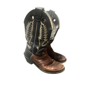 Vintage Durango Black and Brown Cowboy Boots-Size 9